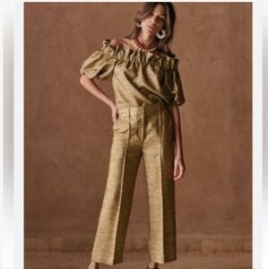 Sezane Carter Pants Gold NWOT size US10